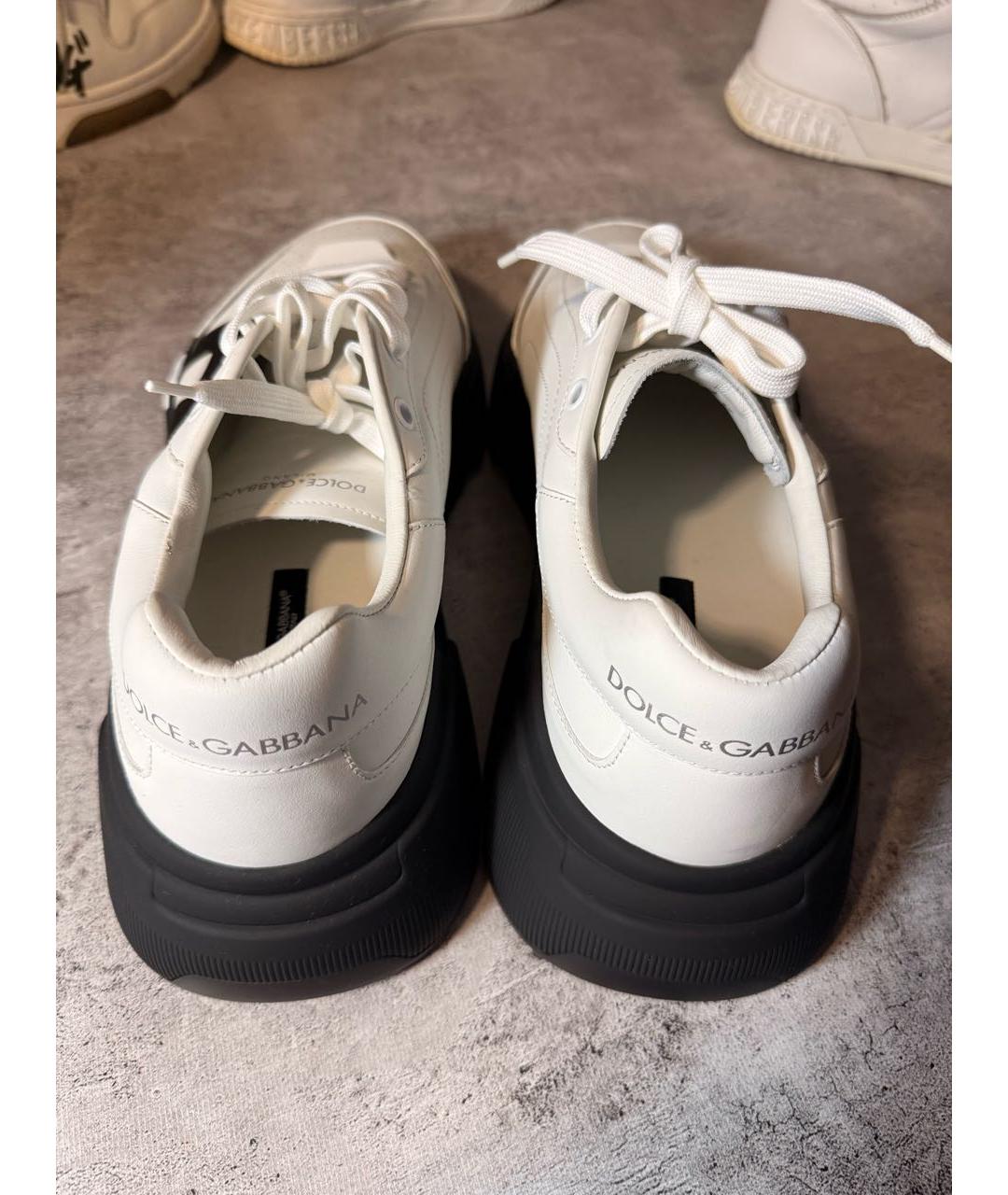 DOLCE&GABBANA Белые кожаные низкие кроссовки / кеды, фото 4