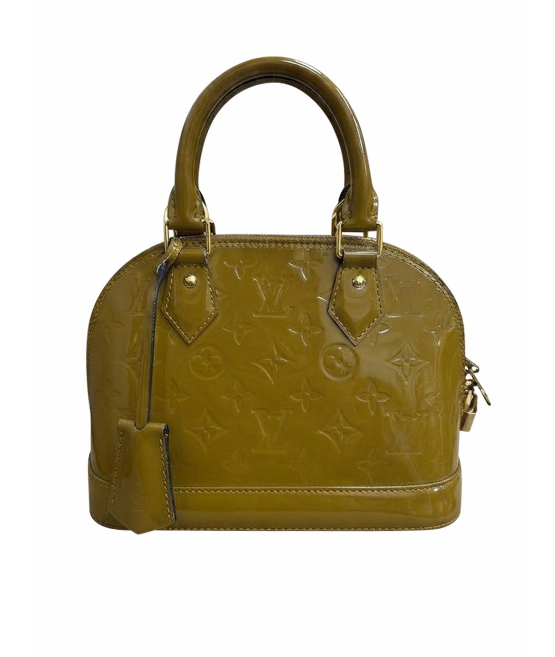 LOUIS VUITTON Горчичная сумка с короткими ручками из лакированной кожи, фото 1