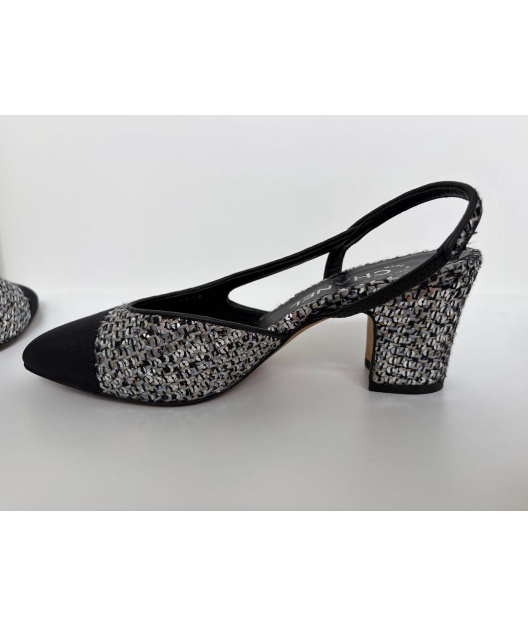 CHANEL Серебряные текстильные туфли, фото 8
