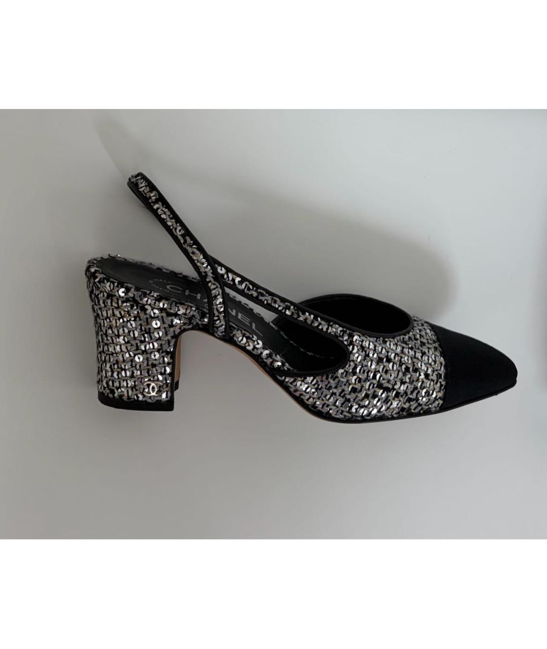 CHANEL Серебряные текстильные туфли, фото 9