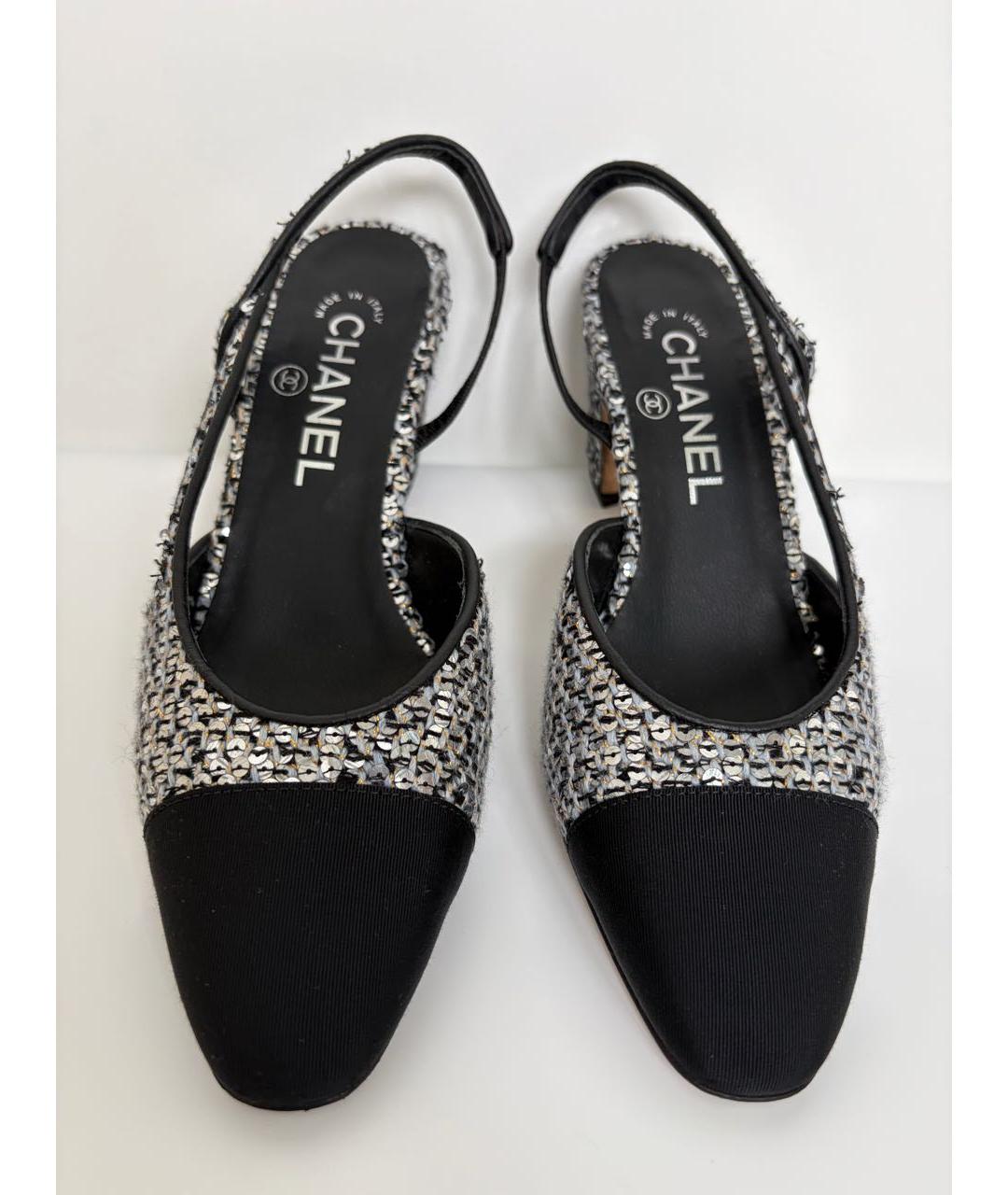 CHANEL Серебряные текстильные туфли, фото 2