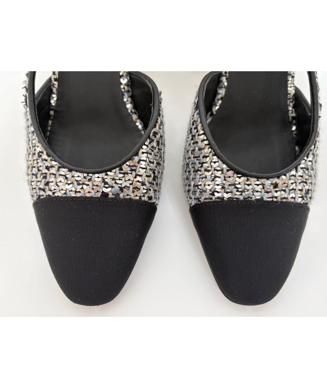 CHANEL Серебряные текстильные туфли, фото 4