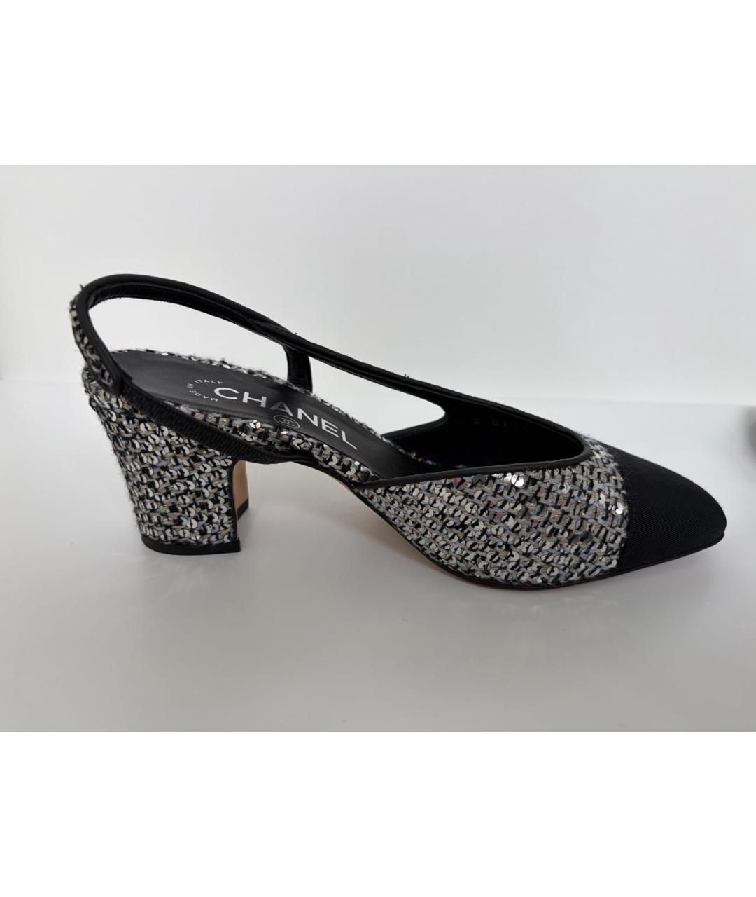 CHANEL Серебряные текстильные туфли, фото 7