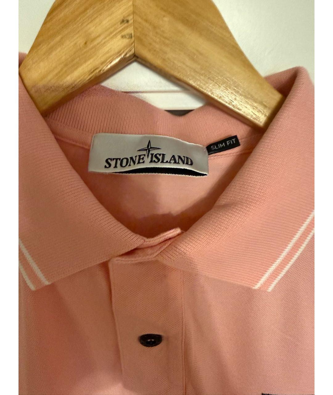 STONE ISLAND Розовое хлопковое поло с коротким рукавом, фото 3