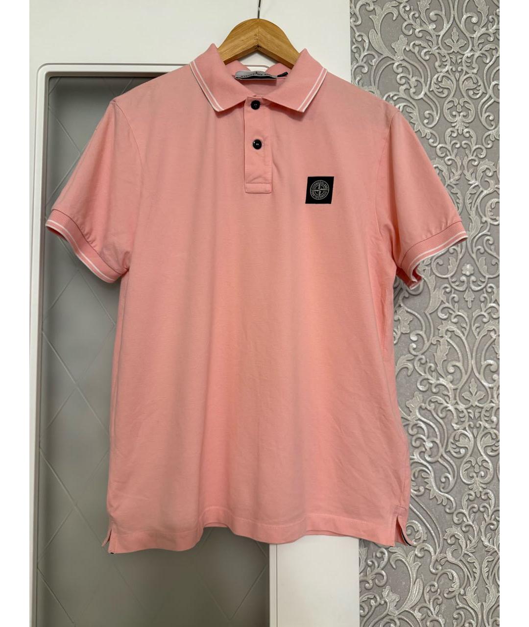 STONE ISLAND Розовое хлопковое поло с коротким рукавом, фото 5