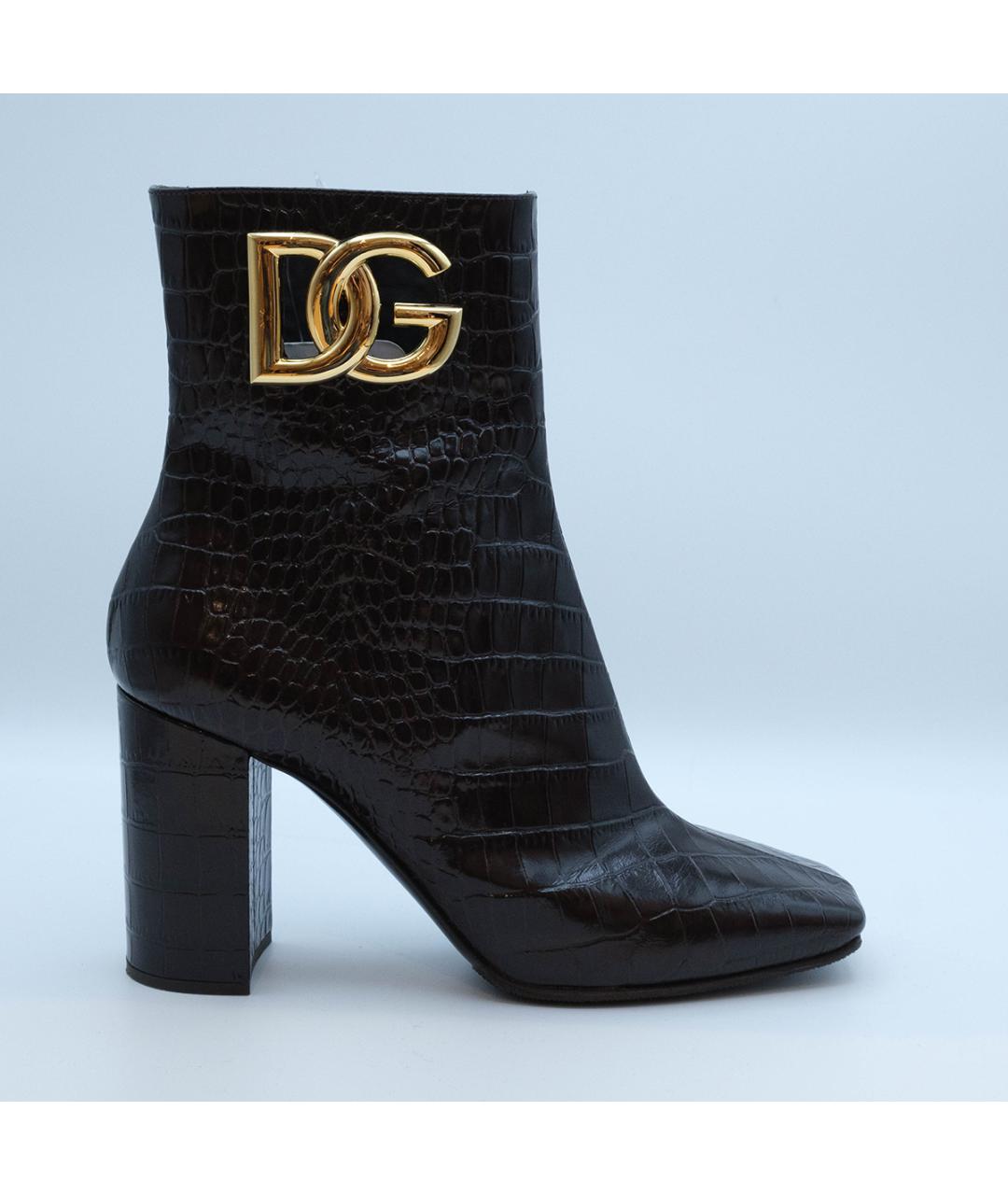DOLCE&GABBANA Коричневые кожаные ботильоны, фото 2