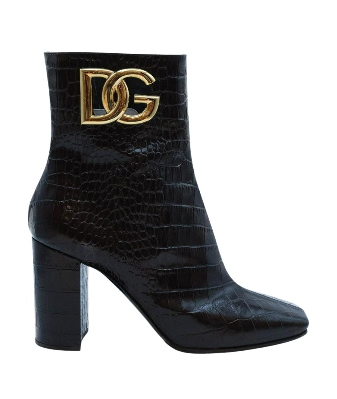 DOLCE&GABBANA Коричневые кожаные ботильоны, фото 1