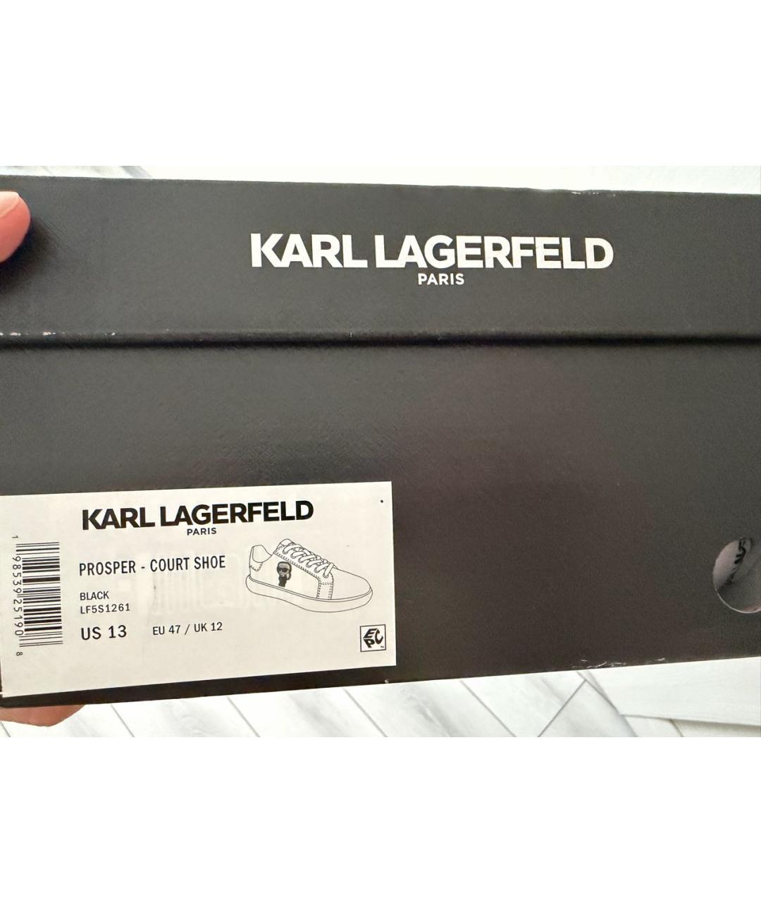 KARL LAGERFELD Черные кожаные высокие кроссовки / кеды, фото 6