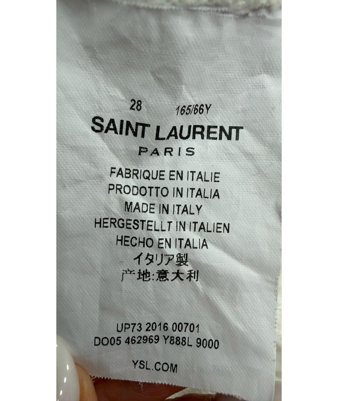 SAINT LAURENT Белые хлопковые джинсы слим, фото 4