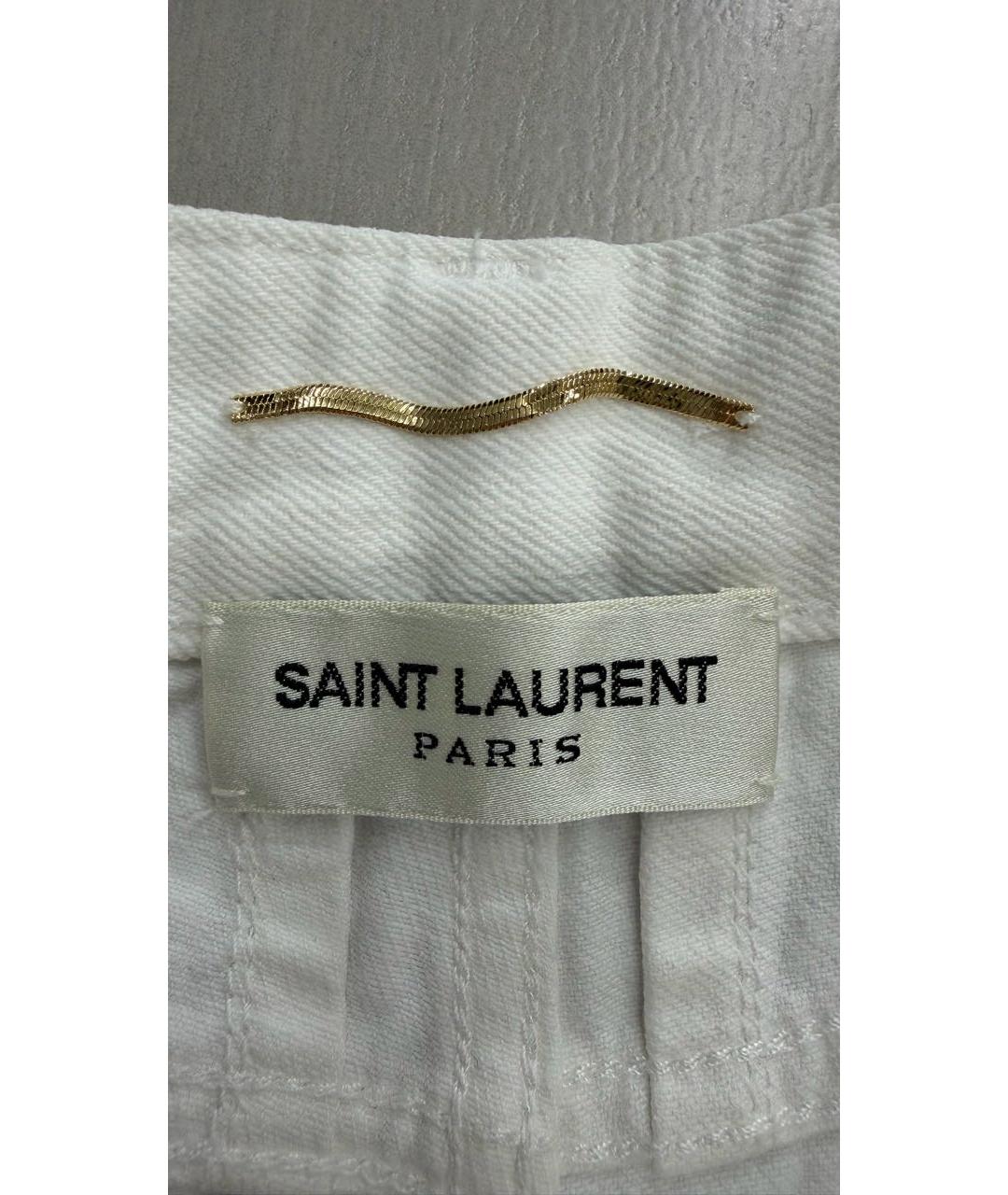 SAINT LAURENT Белые хлопковые джинсы слим, фото 3