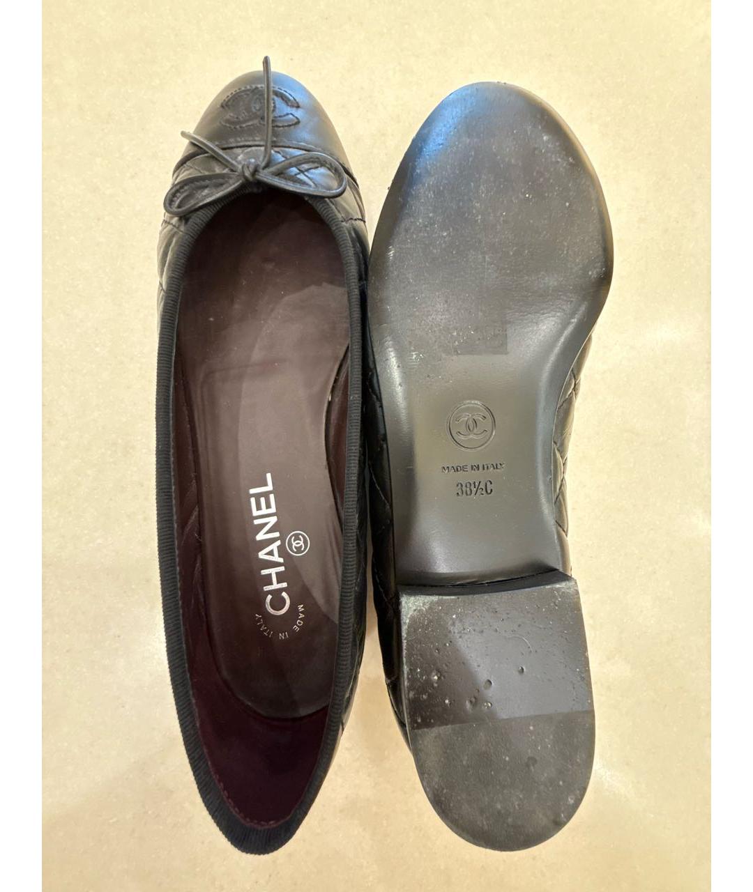 CHANEL Черные кожаные балетки, фото 5