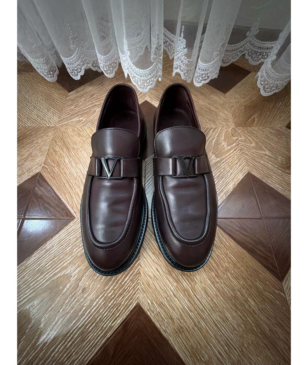 VALENTINO Бордовые кожаные лоферы, фото 2