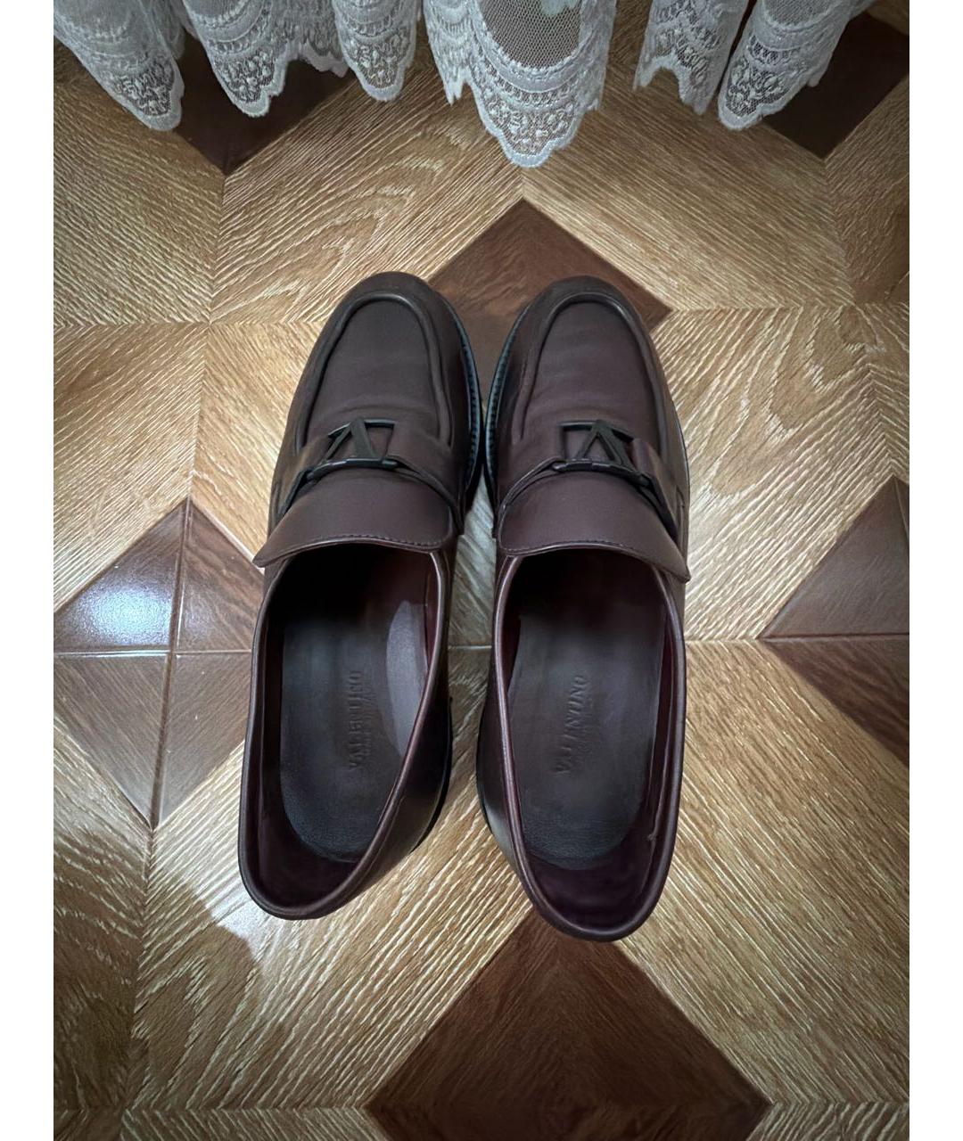VALENTINO Бордовые кожаные лоферы, фото 3