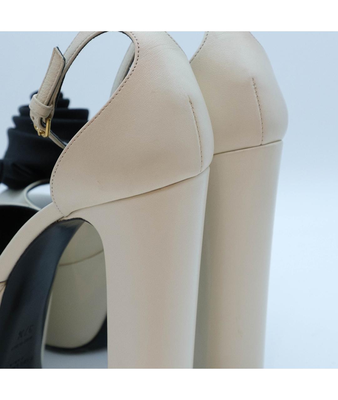 SAINT LAURENT Белые кожаные босоножки, фото 6