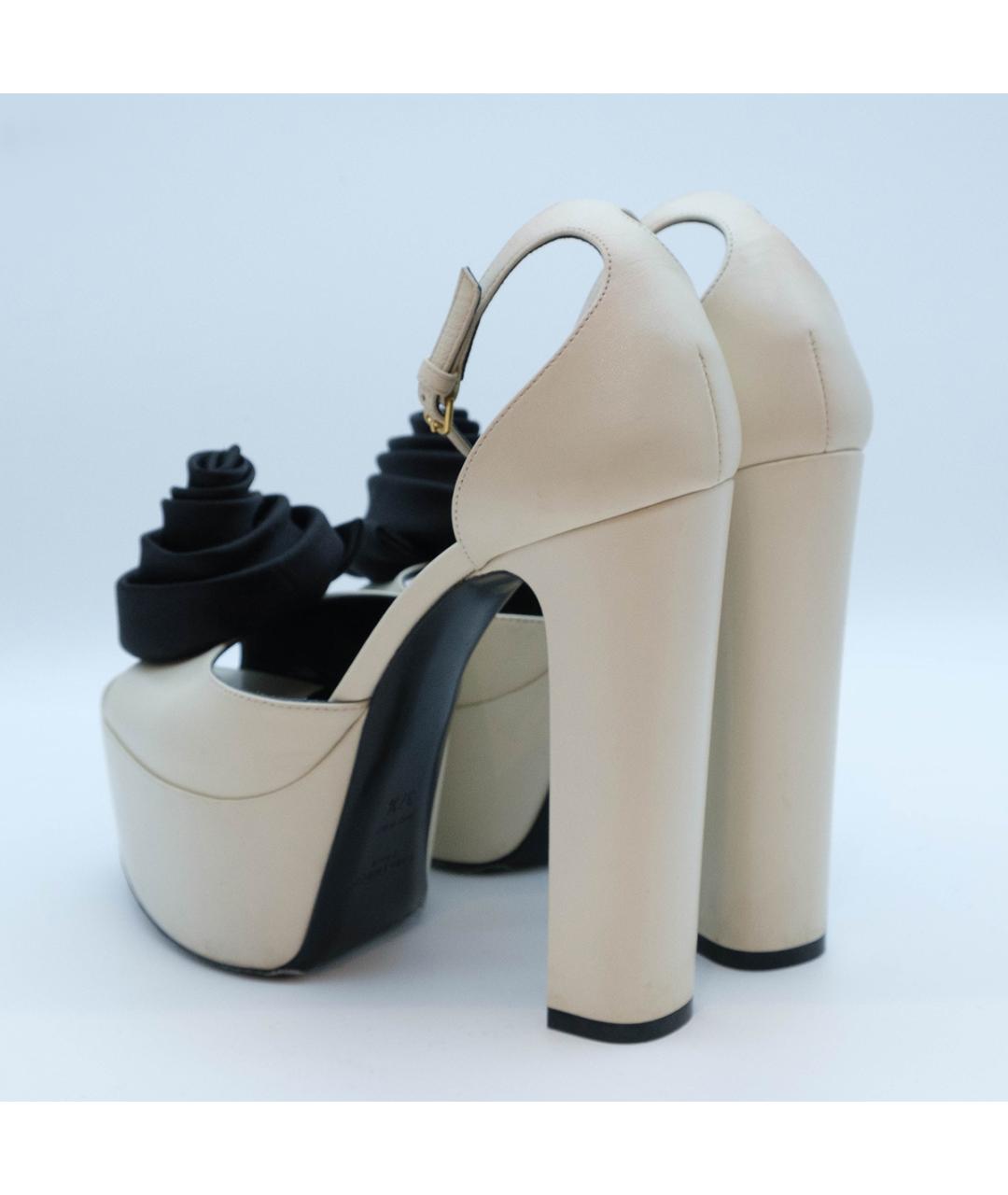 SAINT LAURENT Белые кожаные босоножки, фото 7