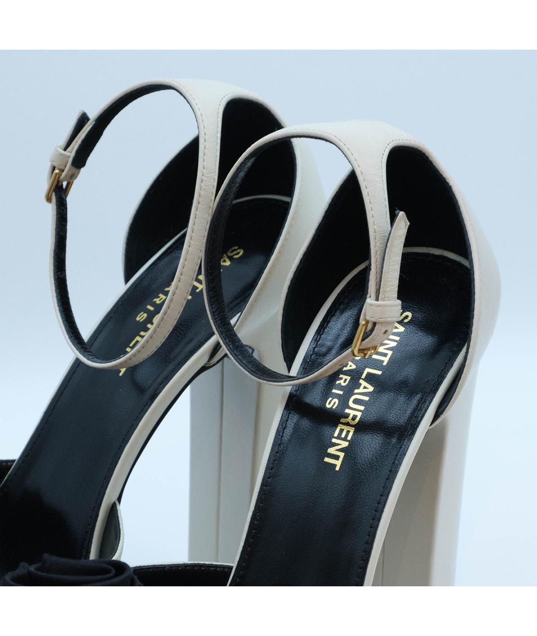 SAINT LAURENT Белые кожаные босоножки, фото 5