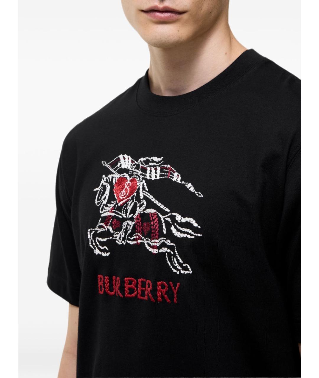 BURBERRY Черная хлопковая футболка, фото 3
