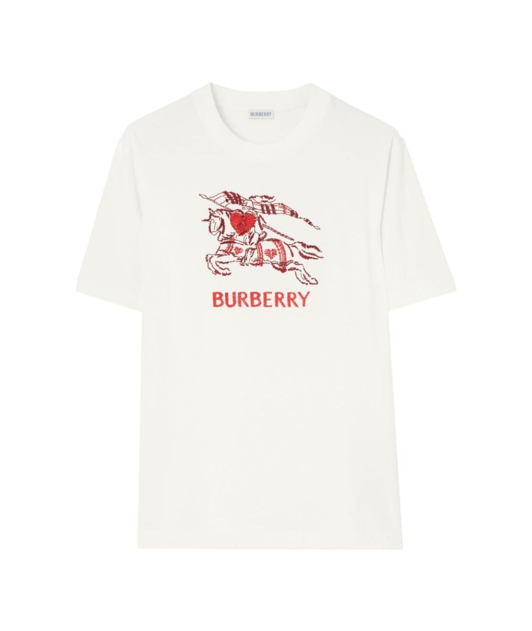 BURBERRY Белая хлопковая футболка, фото 1