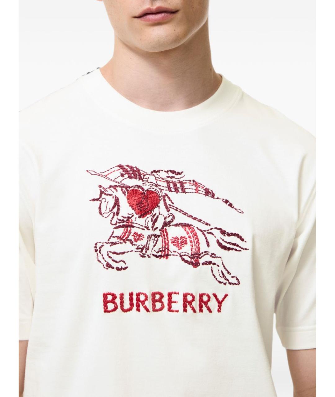 BURBERRY Белая хлопковая футболка, фото 3