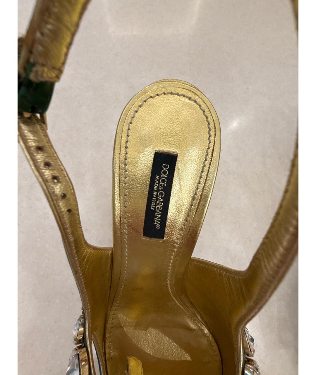 DOLCE&GABBANA Зеленые кожаные босоножки, фото 5