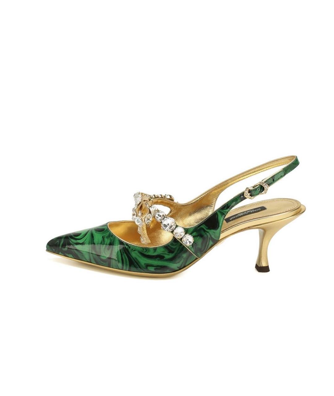 DOLCE&GABBANA Зеленые кожаные босоножки, фото 9
