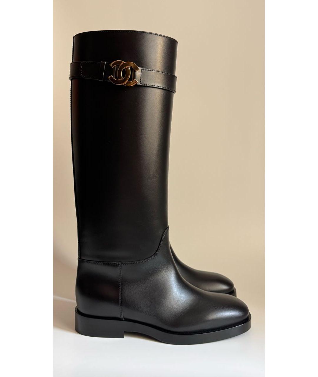 CHANEL Черные кожаные сапоги, фото 6