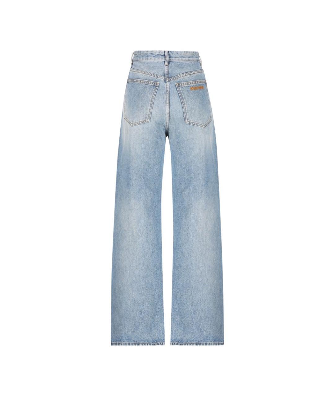 MIU MIU Голубые хлопковые прямые джинсы, фото 4