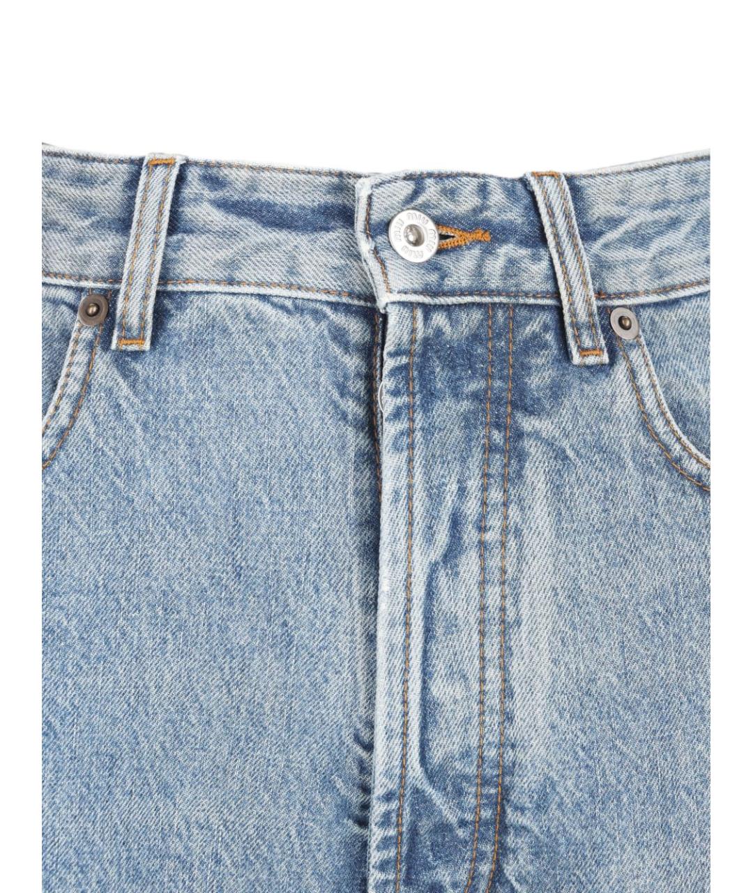 MIU MIU Голубые хлопковые прямые джинсы, фото 3