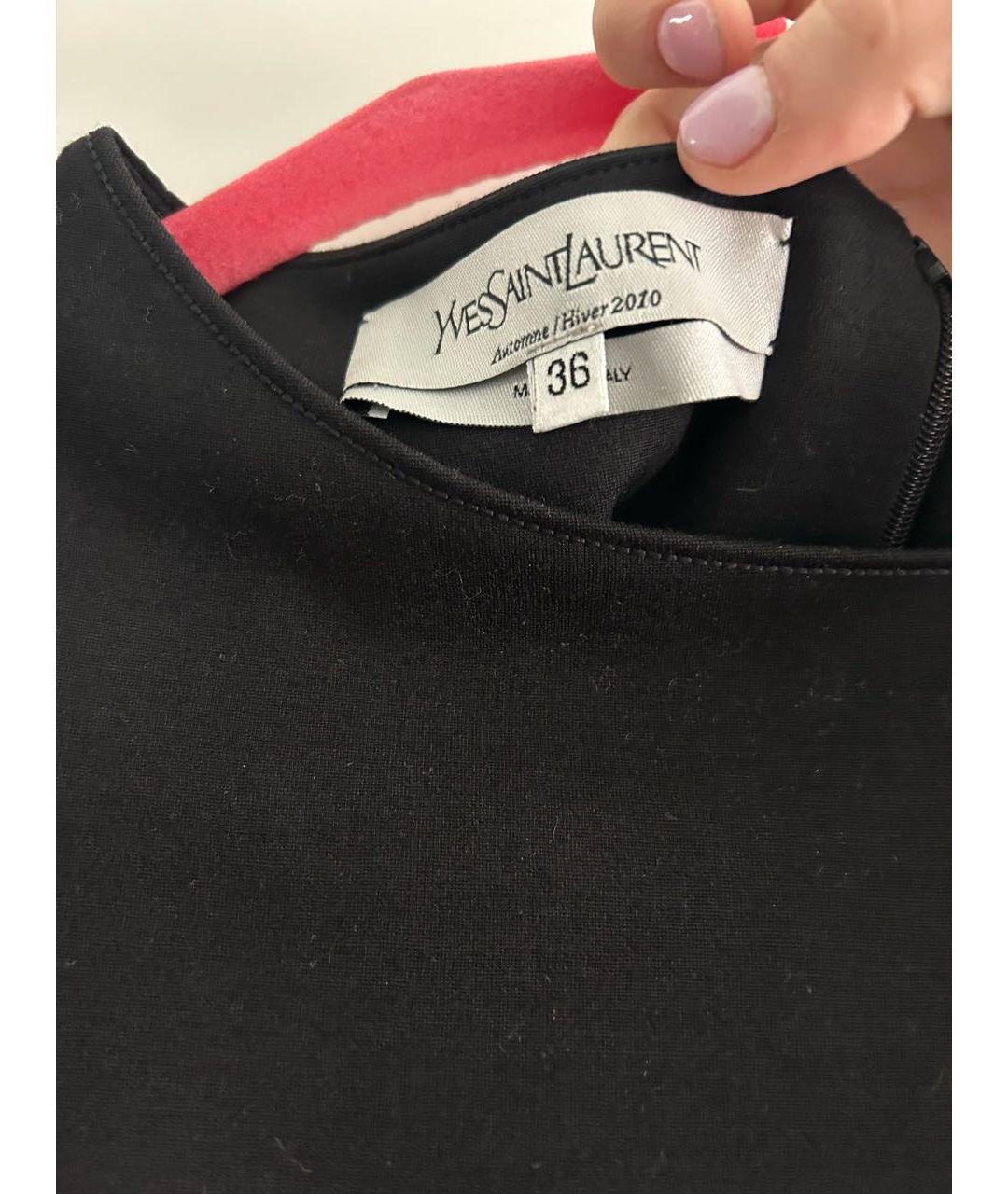 SAINT LAURENT Черное шерстяное вечернее платье, фото 3