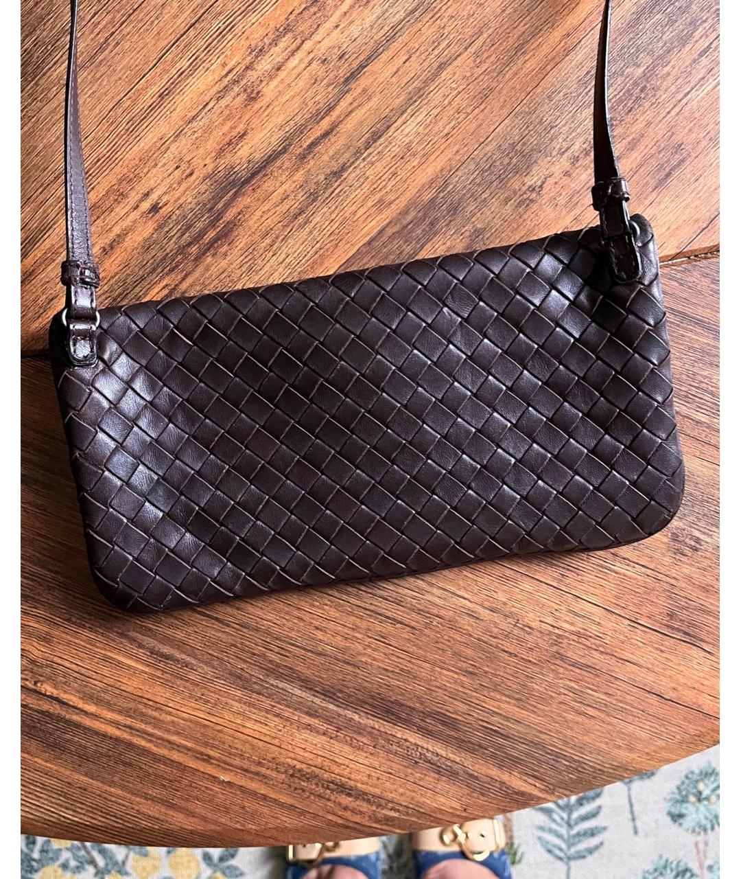 BOTTEGA VENETA Бордовая кожаная сумка через плечо, фото 2