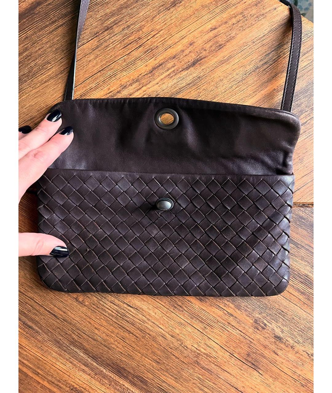 BOTTEGA VENETA Бордовая кожаная сумка через плечо, фото 3