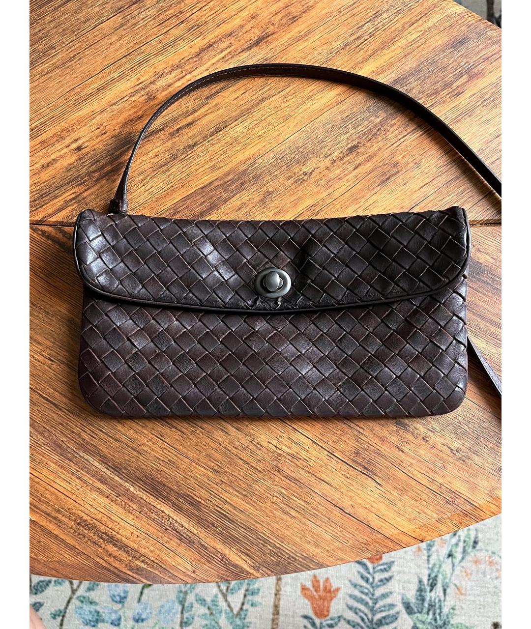 BOTTEGA VENETA Бордовая кожаная сумка через плечо, фото 4