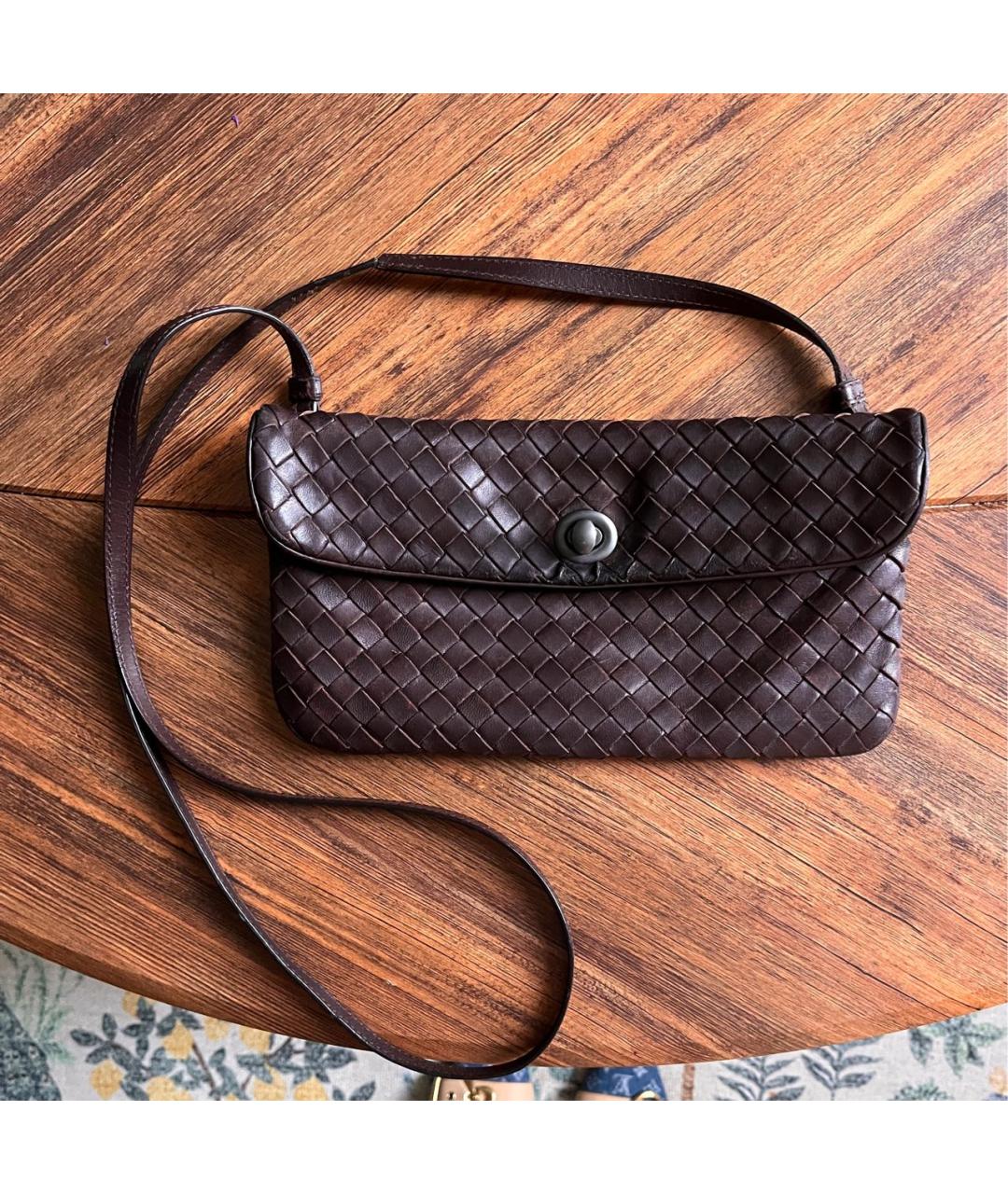 BOTTEGA VENETA Бордовая кожаная сумка через плечо, фото 8