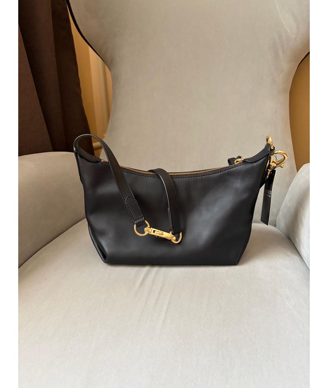 RALPH LAUREN Черная кожаная сумка через плечо, фото 3