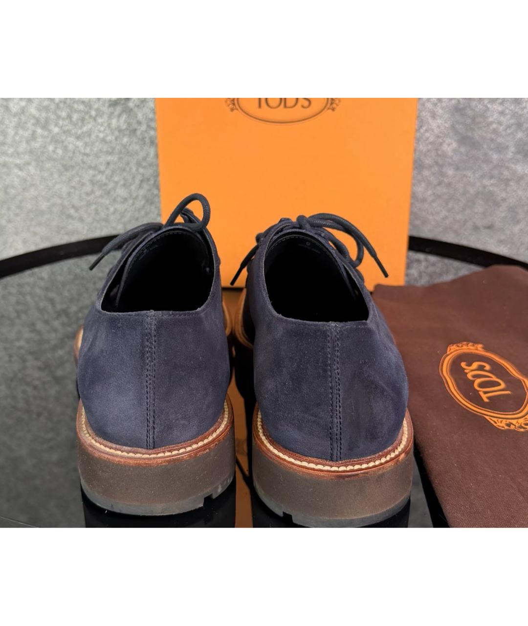 TOD'S Темно-синие замшевые низкие ботинки, фото 4