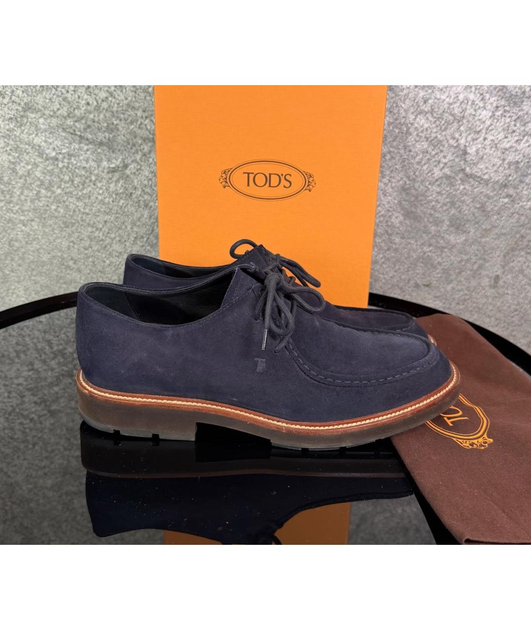TOD'S Темно-синие замшевые низкие ботинки, фото 7