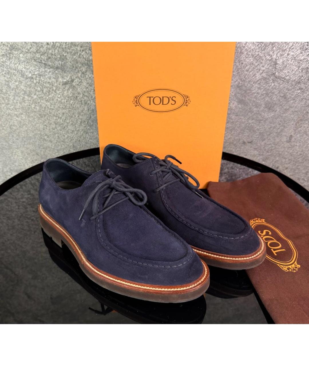 TOD'S Темно-синие замшевые низкие ботинки, фото 5
