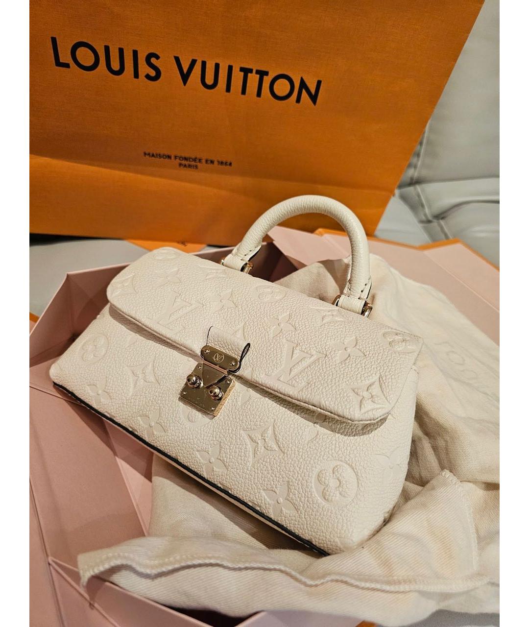 LOUIS VUITTON Бежевая кожаная сумка с короткими ручками, фото 2