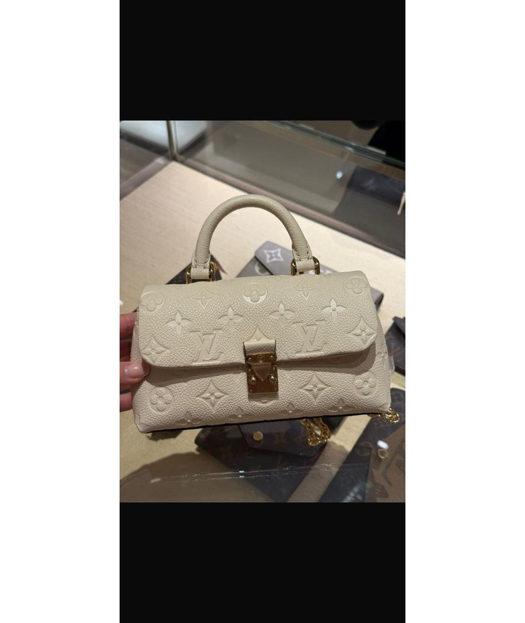 LOUIS VUITTON Бежевая кожаная сумка с короткими ручками, фото 3