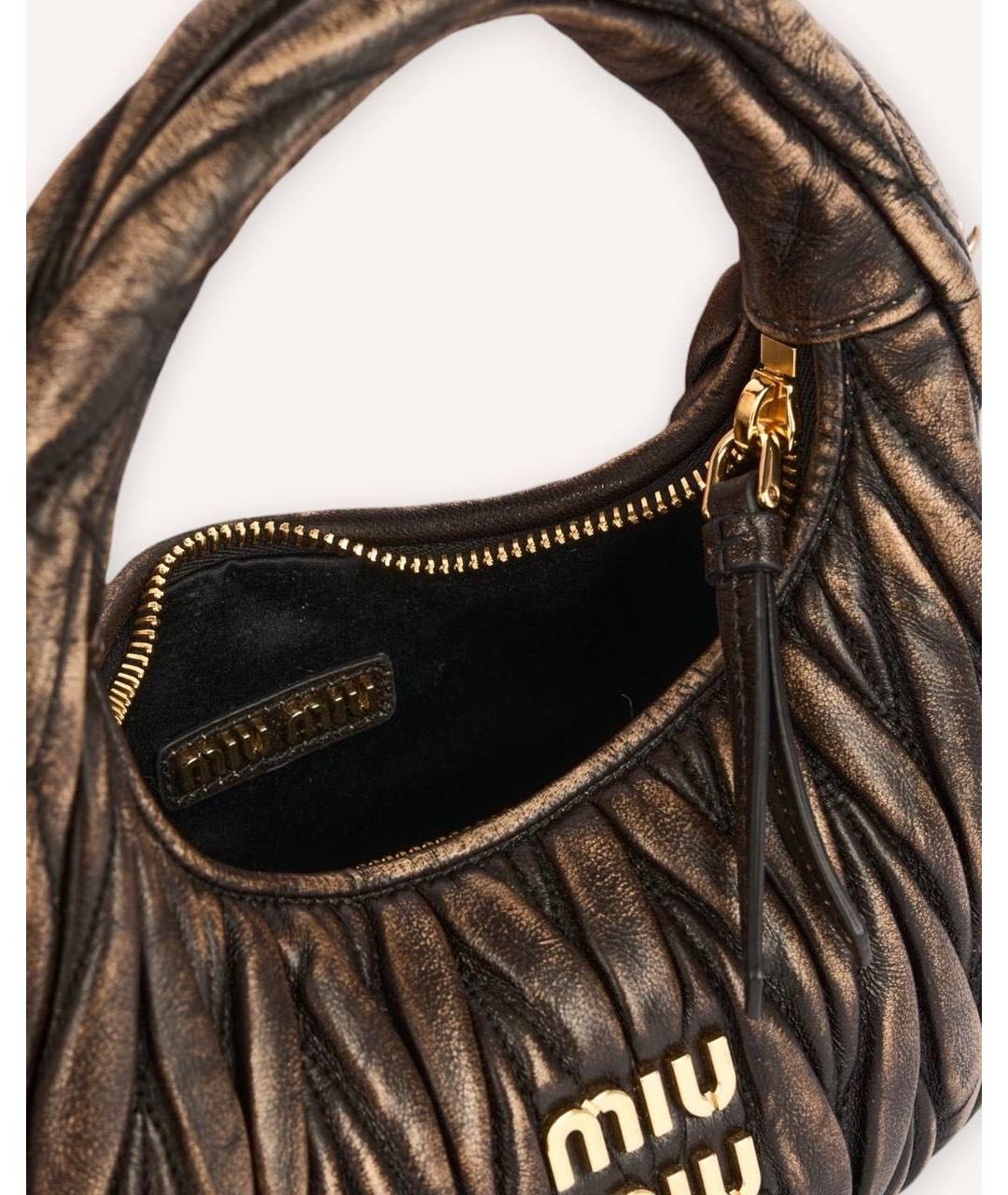 MIU MIU Коричневая кожаная сумка с короткими ручками, фото 5