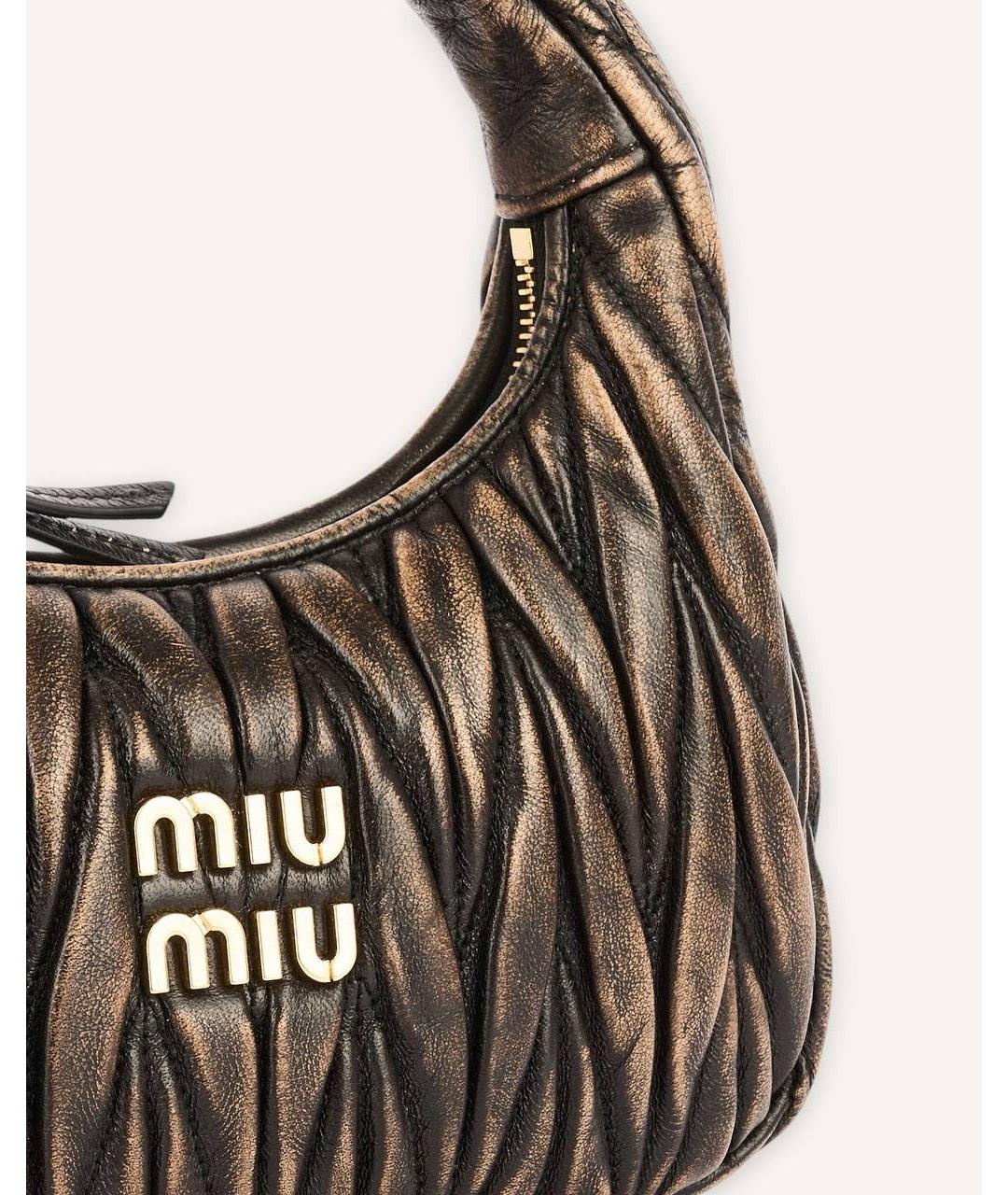 MIU MIU Коричневая кожаная сумка с короткими ручками, фото 4