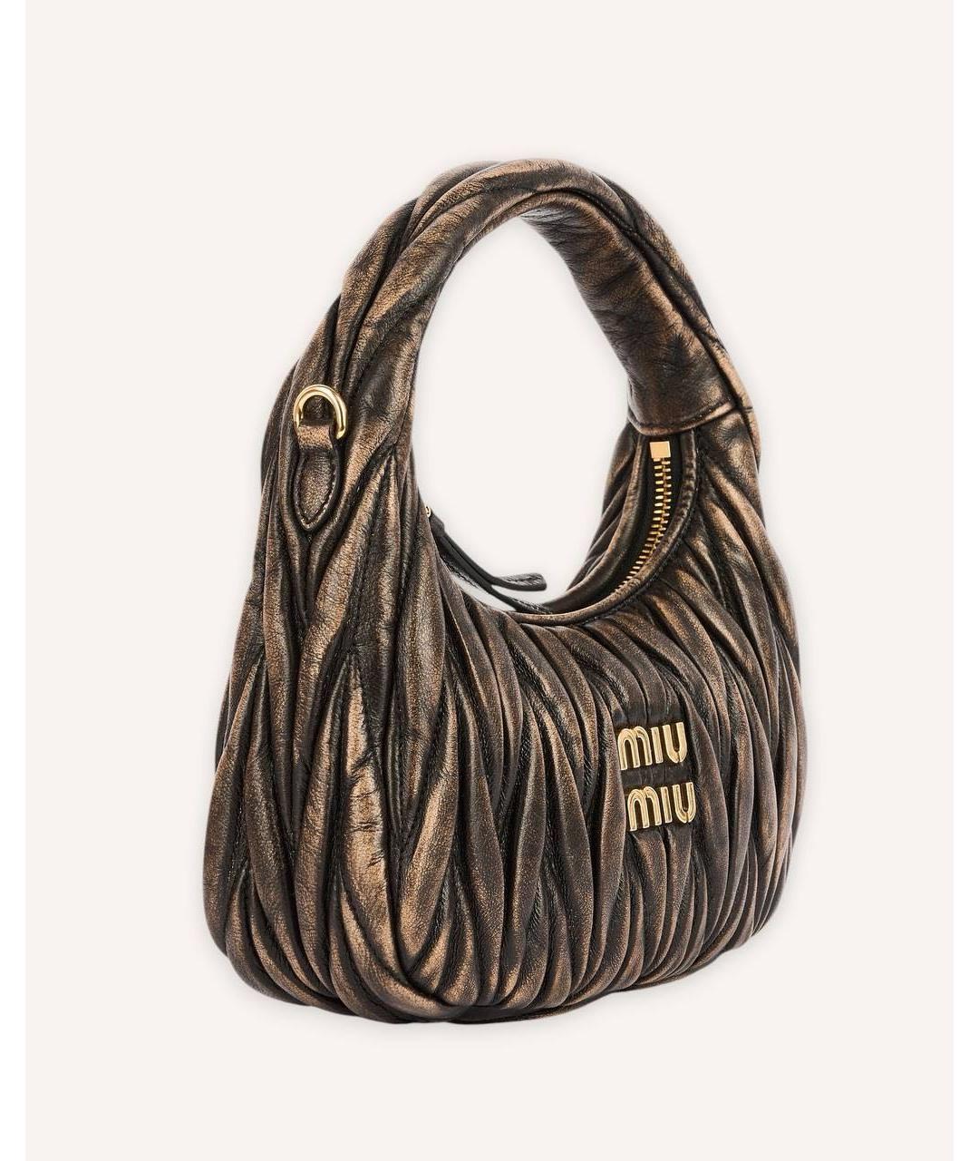 MIU MIU Коричневая кожаная сумка с короткими ручками, фото 2