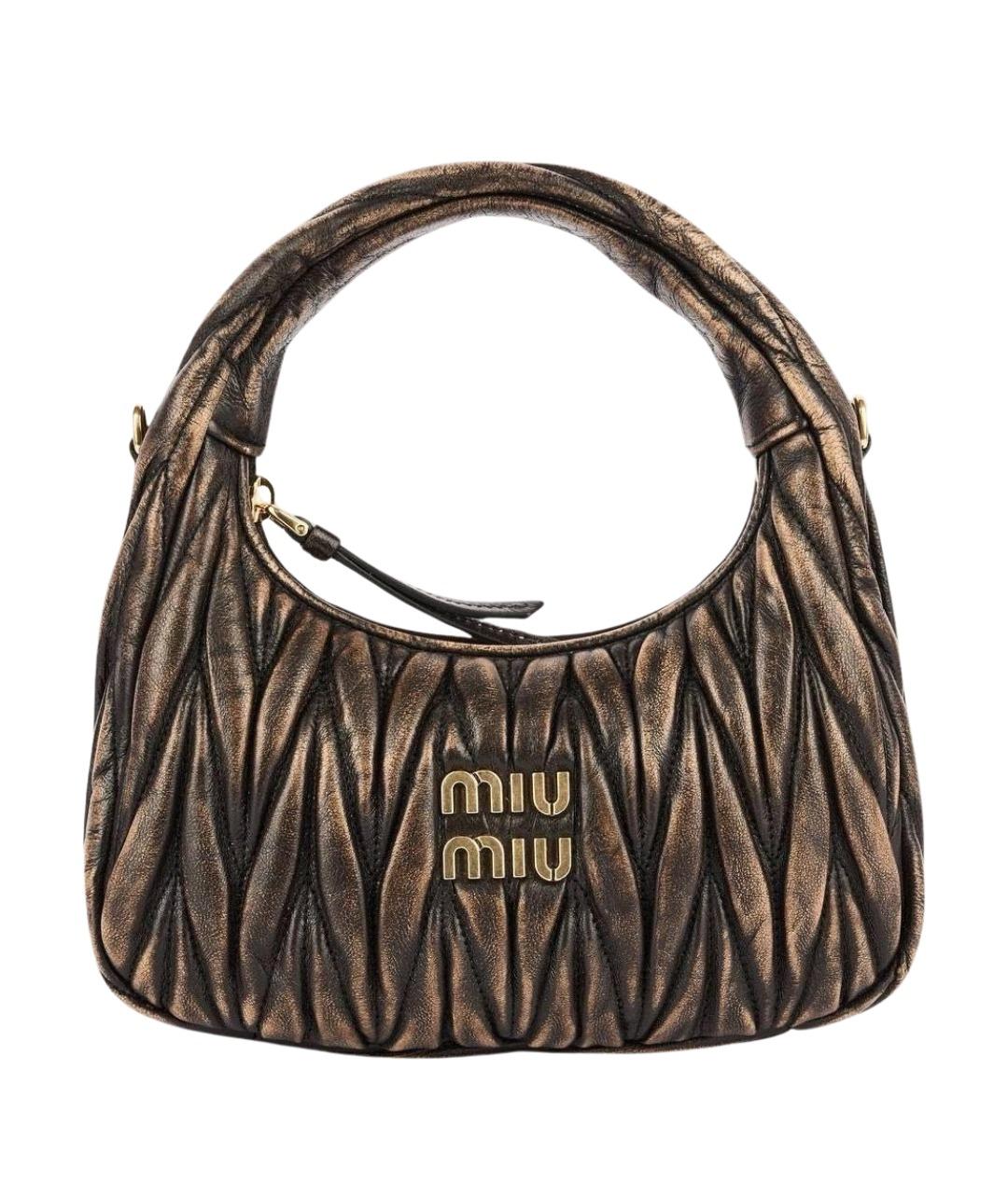 MIU MIU Коричневая кожаная сумка с короткими ручками, фото 1