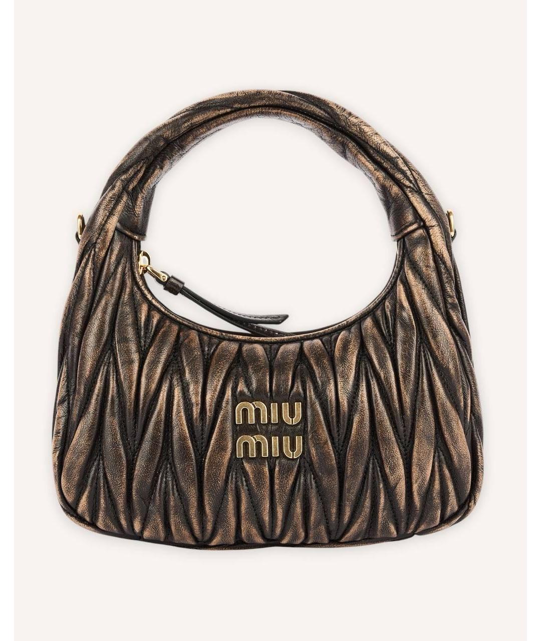 MIU MIU Коричневая кожаная сумка с короткими ручками, фото 7