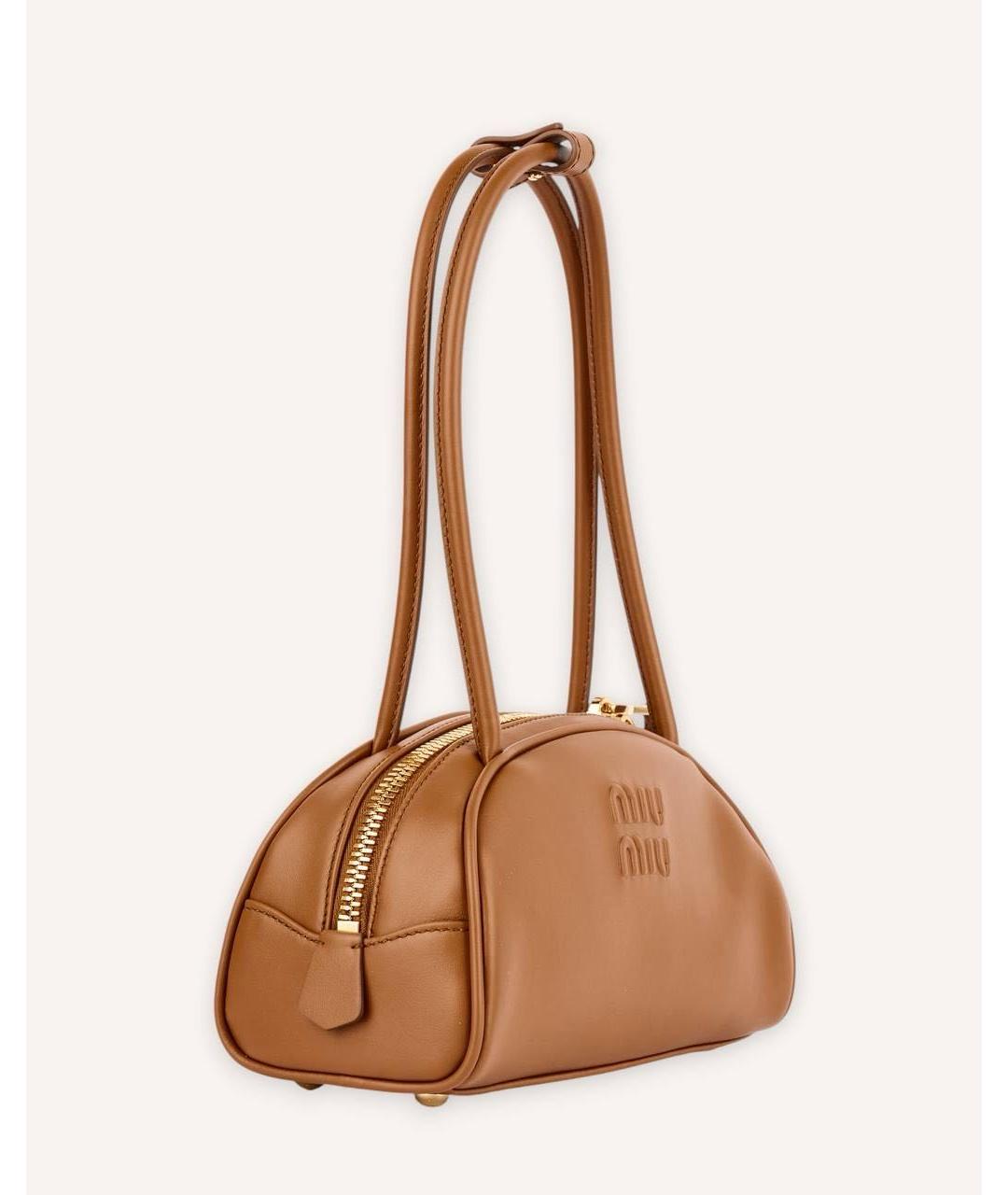 MIU MIU Коричневая кожаная сумка с короткими ручками, фото 2