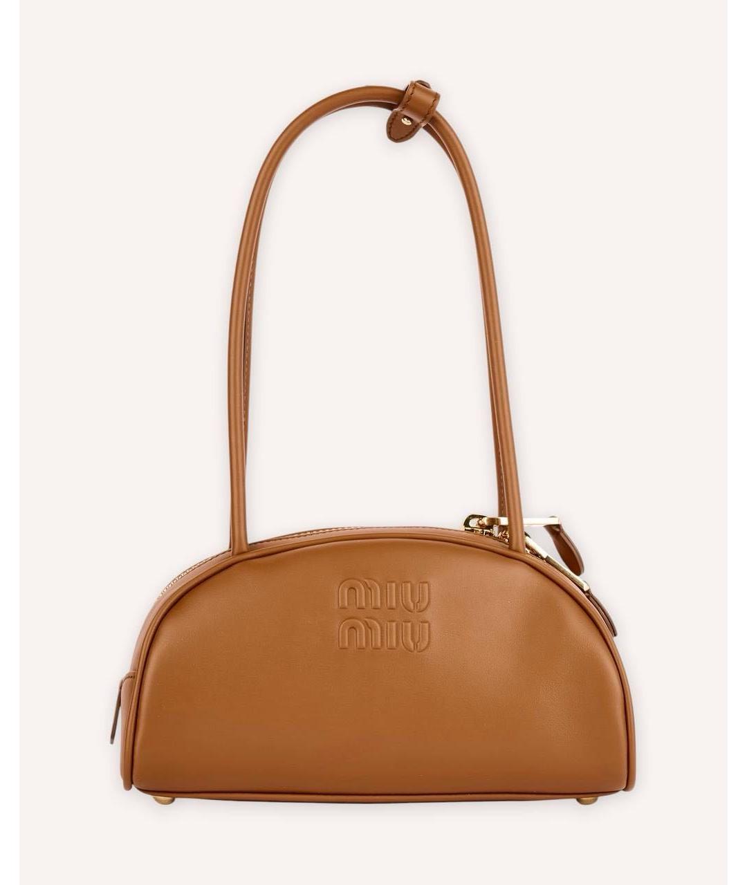 MIU MIU Коричневая кожаная сумка с короткими ручками, фото 5
