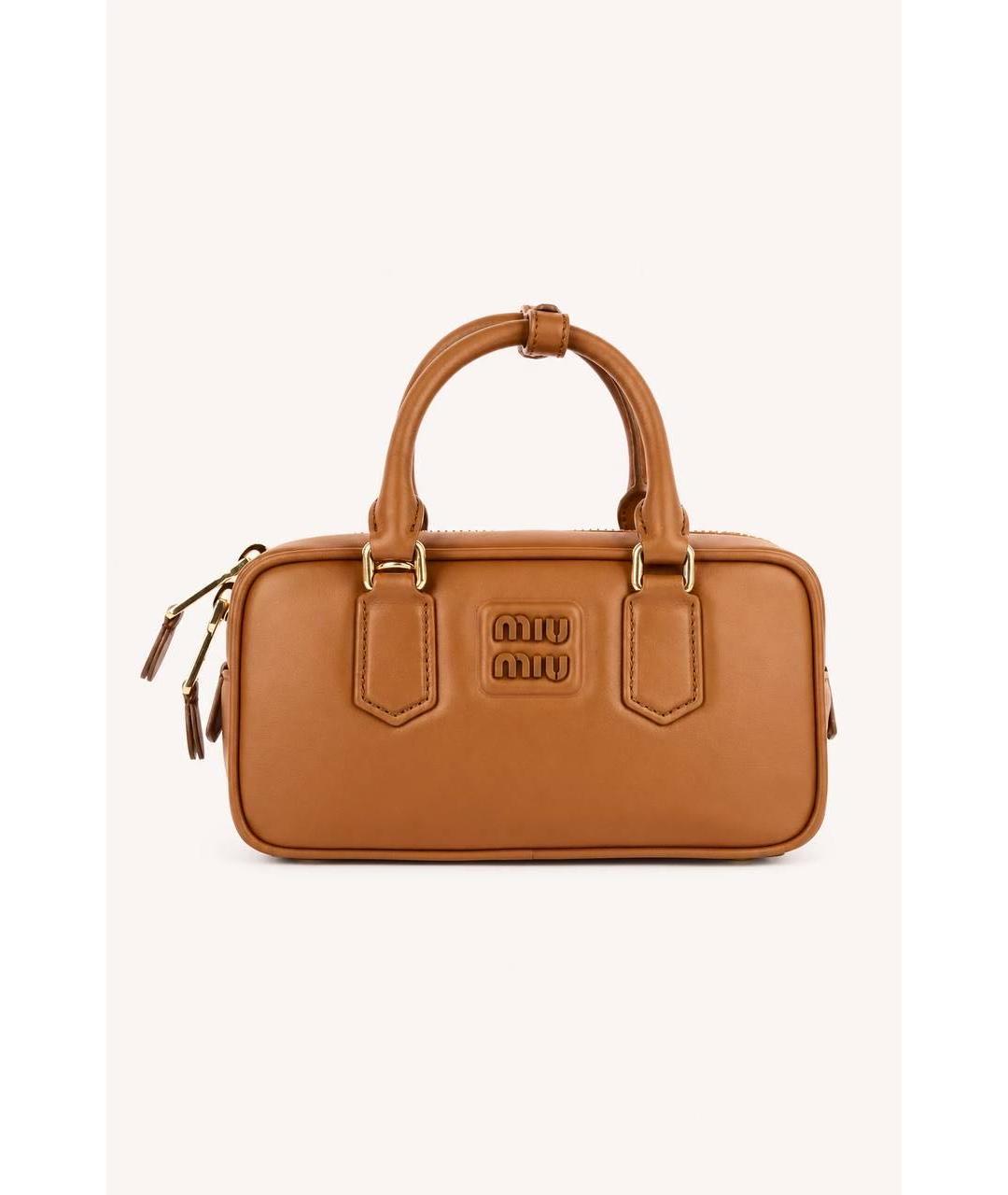MIU MIU Коричневая кожаная сумка с короткими ручками, фото 7