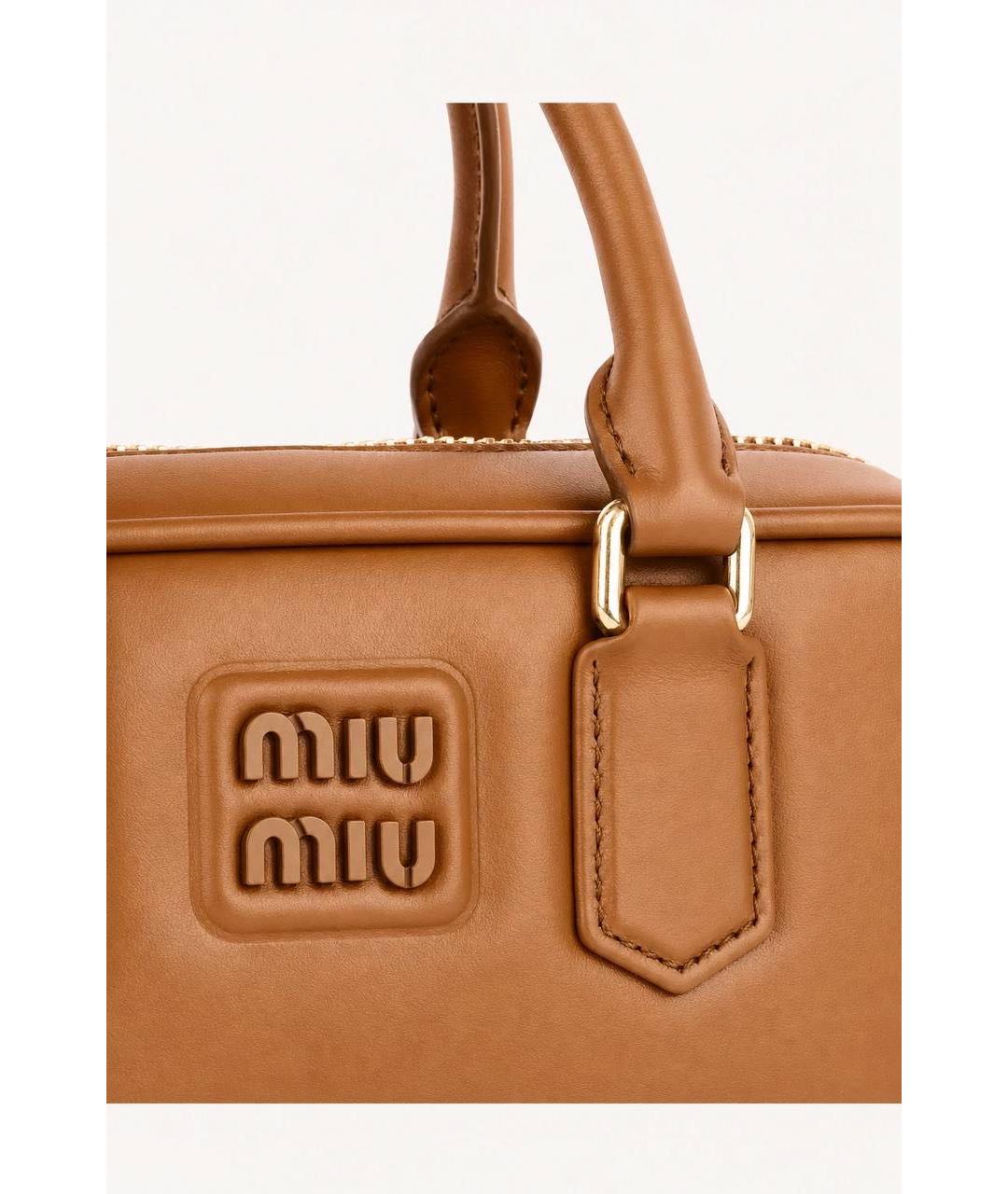 MIU MIU Коричневая кожаная сумка с короткими ручками, фото 4
