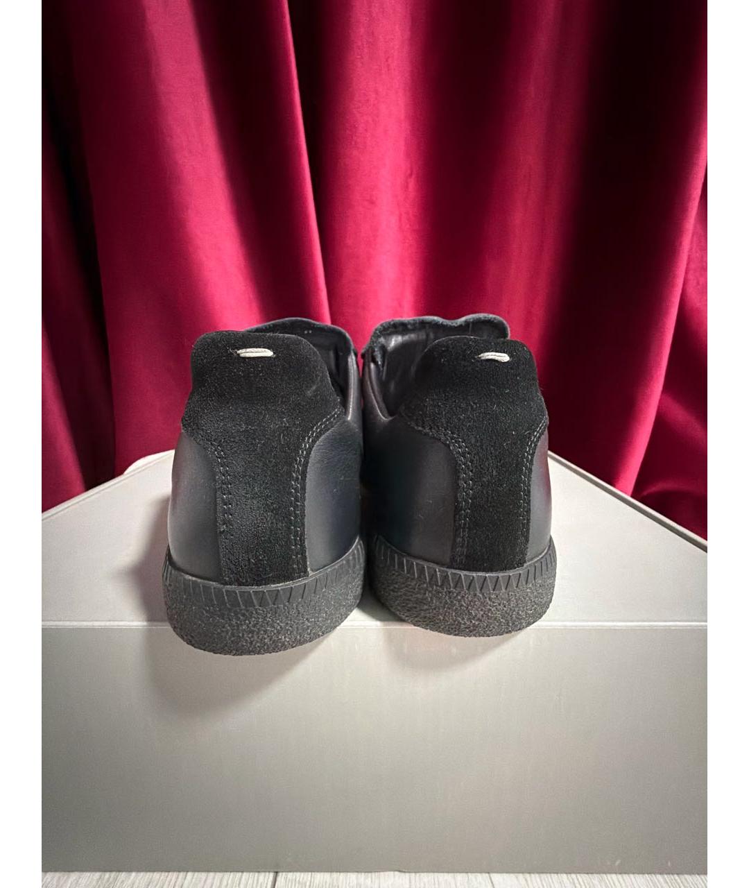 MAISON MARGIELA Черные кожаные кеды, фото 4