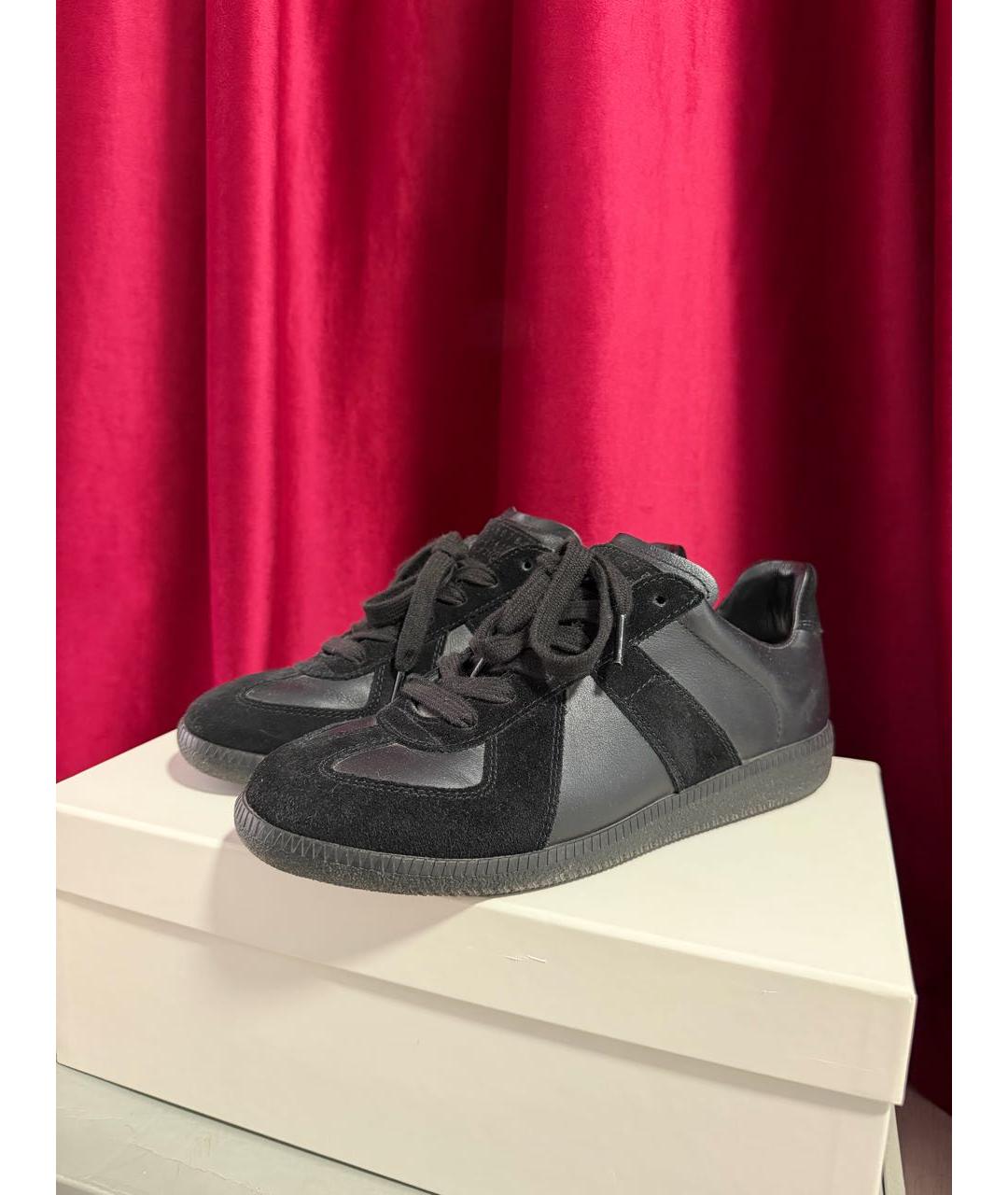 MAISON MARGIELA Черные кожаные кеды, фото 6